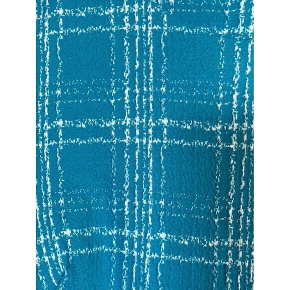 Chaps Dress 14 Blue Plaid Preppy Boho Western Retro Office 80s Neutral Feminine - Picture 7 of 15